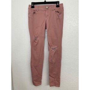 Soho Jeans Size 0 Boyfriend‎ Distressed Skinny Jeans Pink Casual Denim Pants
